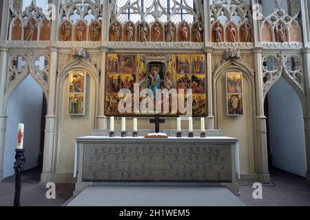 evangelische Neustädter Marienkirche aus dem 15. Jahrhundert - Marienaltar, Bielefeld, Nordrhein-Westfalen, Germania Foto Stock
