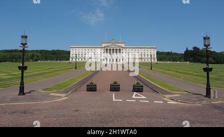 Gli edifici del Parlamento europeo (aka come Stormont) a Belfast, Regno Unito Foto Stock