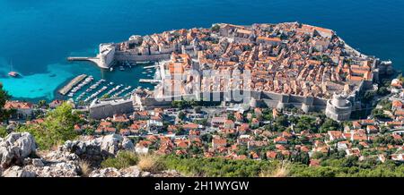 Panorama aereo della città vecchia di Dubrovnik Croazia. Foto Stock