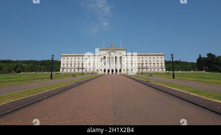 Gli edifici del Parlamento europeo (aka come Stormont) a Belfast, Regno Unito Foto Stock