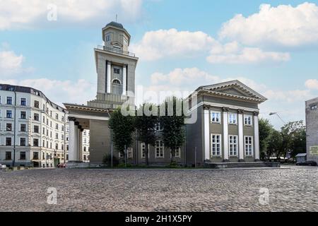 Riga, Lettonia. Agosto 2021. La vista esterna della Chiesa luterana evangelica di Gesù nel centro della città Foto Stock