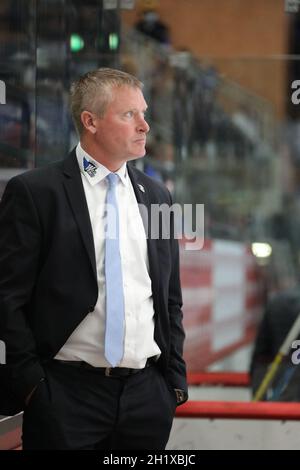 Cheftrainer und Manager Niklas Sundblad (Schwenningen Wildwings) nachdenklich, DEL, 1. Sptg.: SERC Wild Wings vs Fischtown Pinguins Bremerhaven Foto Stock