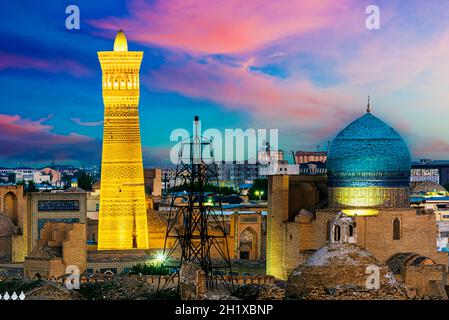 Vista del centro storico di Bukhara, Uzbekistan. Foto Stock