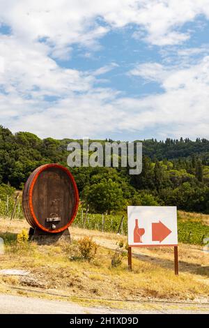 Botte di vino vicino Firenze, Toscana, Italia Foto Stock