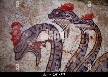 Europa, Italia, Toscana, Sarteano, Museo Etrusco, La Tomba della Quadriga infernale Foto Stock