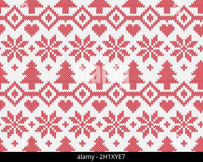 Motivo lavorato senza cuciture con fiocchi di neve, illustrazione vettoriale Illustrazione Vettoriale