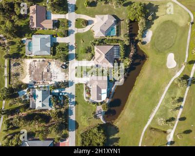 Bokeelia, FL, USA: Vista aerea che mostra le case dei campi da golf Foto Stock