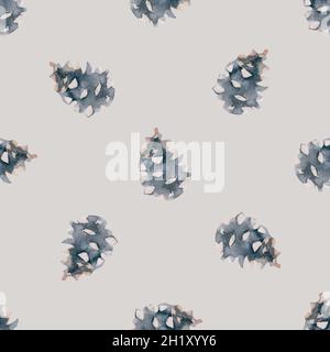 Ripetizione senza giunture. Illustrazioni disegnate a mano - Collezione Forest Autumn. Rami di abete rosso, ghiande, coni di pino, foglie di caduta. Foto Stock