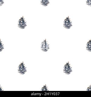 Ripetizione senza giunture. Illustrazioni disegnate a mano - Collezione Forest Autumn. Rami di abete rosso, ghiande, coni di pino, foglie di caduta. Foto Stock