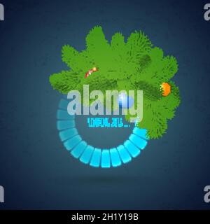 Felice anno nuovo 2016 con icona di caricamento, illustrazione vettoriale Illustrazione Vettoriale