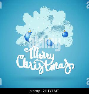 Bella carta di Natale Merry con abete e palle Illustrazione Vettoriale