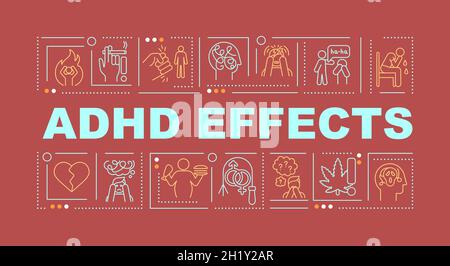 Banner dei concetti di parola degli effetti ADHD Illustrazione Vettoriale