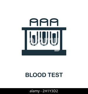 Icona analisi del sangue. Segno monocromatico della collezione di bioingegneria. Illustrazione di icone Creative Blood Test per web design, infografie e altro ancora Illustrazione Vettoriale