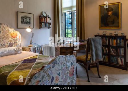 Camera da letto a Grays Court in Oxfordshire, una casa di campagna Tudor menzionata nel Dommarted Book 1086 e precedentemente la casa della famiglia Brunner. Foto Stock