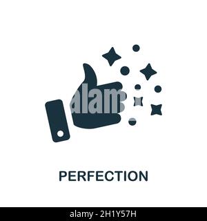 Icona perfezione. Segno monocromatico dalla collezione di competenze cognitive. Illustrazione icona di perfezione creativa per il disegno di fotoricettore, infographics e più Illustrazione Vettoriale