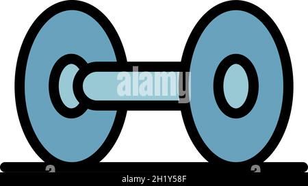 Icona dumbbell. Contorno dumbbell vettore icona colore piatto isolato Illustrazione Vettoriale