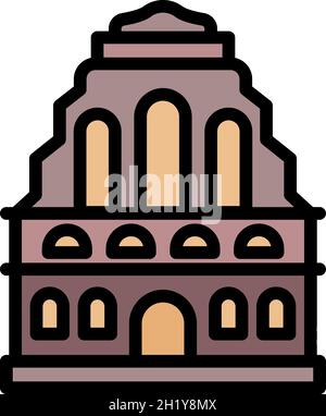 Vecchio edificio riga icona. Contorno vecchio riga costruzione vettore icona colore piatto isolato Illustrazione Vettoriale