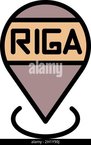 Icona posizione riga. Contorno riga posizione vettore icona colore piatto isolato Illustrazione Vettoriale