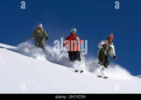 Sci fuori pista, Espace Killy, LA SKI AREA DELLA VAL D'Isere Tignes e, Alpi Savoia (73), Francia Foto Stock