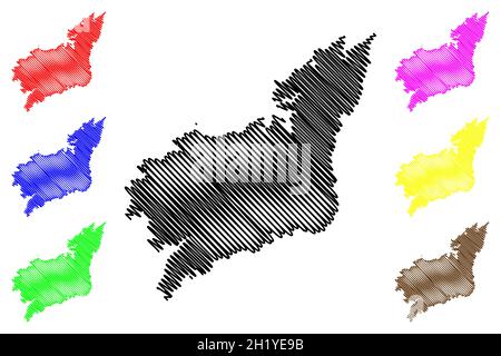 Provincia di UNA Coruna (Regno di Spagna, comunità autonoma della Galizia) mappa illustrazione vettoriale, abbozzare la mappa la Coruna Illustrazione Vettoriale