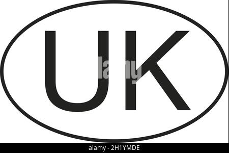 Regno Unito nuovo codice di immatricolazione internazionale ovale UK, anno 2021, illustrazione vettoriale Illustrazione Vettoriale