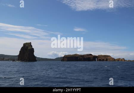Le isole di Empe e Deitado, Pico, Azzorre Foto Stock
