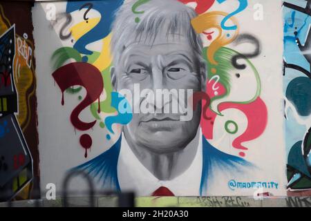 LEIGH-ON-SEA, 19 ottobre 2021, Mural per il deputato conservatore Sir David Amess a Leigh on Sea che rappresentava Southend West in Essex ed era stato ucciso a morte nella Belfairs Methodist Church a Leigh-on-SEA Foto Stock