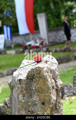 Das KZ Ebensee war ein Außenlager des Konzentrationslagers Mauthausen in der Gemeinde Ebensee in Oberösterreich. Die Häftlinge im KZ Ebensee wurden ei Foto Stock