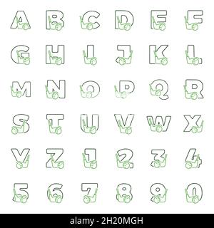 Set di lettere e numeri da golf. Logo Golf Club, emblemi o design iniziale. Illustrazione Vettoriale