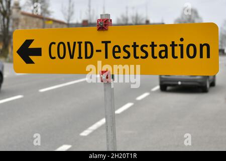 Corona-Teststation in Oberösterreich, Österreich, Europa - Stazione di prova Corona in Austria superiore, Austria, Europa Foto Stock