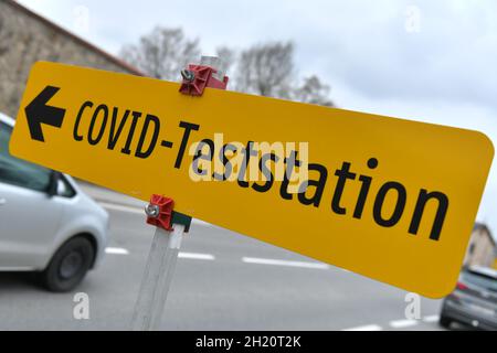 Corona-Teststation in Oberösterreich, Österreich, Europa - Stazione di prova Corona in Austria superiore, Austria, Europa Foto Stock