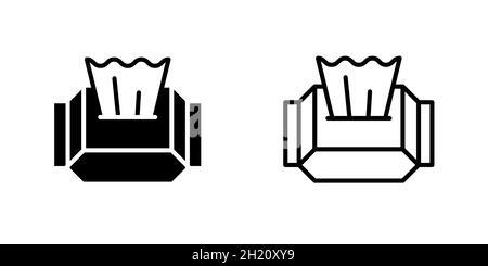 Salviette bagnate imballo nero e set di icone lineari. Prodotti per l'igiene e la disinfezione Symbol. Collezione di segni isolati. Illustrazione eps vettoriale Illustrazione Vettoriale