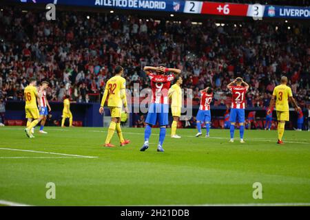 Madrid, Spagna. 19 Ott 2021. Atletico de Madrid, durante la fase UEFA Champions League Group contro il Liverpool FC allo stadio Wanda Metropolitano. (Foto di: Ivan Abanades Medina Credit: CORDON PRESS/Alamy Live News Foto Stock