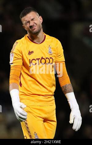 BRADFORD, REGNO UNITO. 19 OTTOBRE Richard o'Donnell di Bradford City reagisce durante la partita della Sky Bet League 2 tra Bradford City e Hartlepool Uniti al Coral Windows Stadium di Bradford martedì 19 ottobre 2021. (Credit: Will Matthews | MI News) Credit: MI News & Sport /Alamy Live News Foto Stock