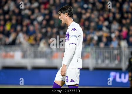 Stadio Pier Luigi Penzo, Venezia, 18 ottobre 2021, Delusione per il ritratto di Dusan Vlahovic Fiorentina durante il Venezia FC vs ACF Fiorentin Foto Stock