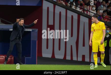 Madrid, Spagna. 20 Ott 2021. Spagna, Madrid, 19 2021 ottobre, Match Champions League Atl. Madrid - Liverpool a Wanda Metropolitano. (Foto di Rapa2122/Pacific Press) Credit: Pacific Press Media Production Corp./Alamy Live News Foto Stock