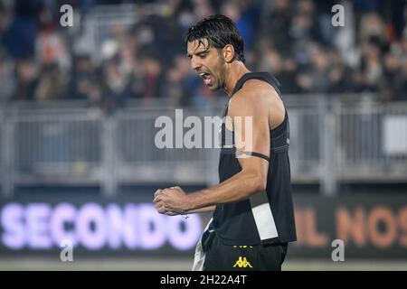 Stadio Pier Luigi Penzo, Venezia, 18 ottobre 2021, Felicità del ritratto veneziano di Pietro Ceccaroni durante il Venezia FC vs ACF Fiorentina - IT Foto Stock