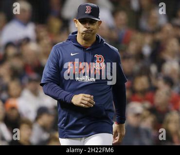 Boston Red Sox manager Alex Cora hugs his daughter Camilla after