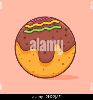 takoyaki giapponese cibo isolato cartoon vettore illustrazione in stile piatto Illustrazione Vettoriale