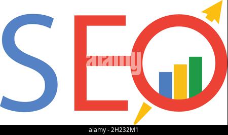 LETTERE SEO LOGO DESIGN CON EFFETTO SPAZIO NEGATIVO PER L'USO DI ILLUSTRAZIONE Illustrazione Vettoriale