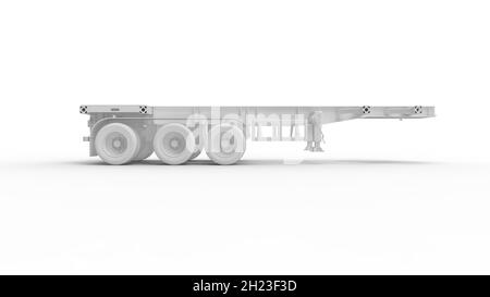 Rendering in 3D di un semirimorchio per camion isolato su sfondo bianco. Foto Stock