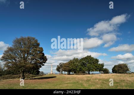 Un'area di bellezza naturale, il monumento eretto 1904 per ricordare i 148 uomini locali che sono morti nel conflitto in Sud Africa, tra alberi e drammatico Foto Stock