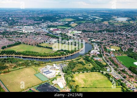 Immagine aerea del fiume Trent a Nottingham, Nottinghamshire Inghilterra UK Foto Stock