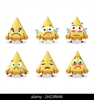 Fetta di cartone animato limone con espressione triste. Illustrazione vettoriale Illustrazione Vettoriale