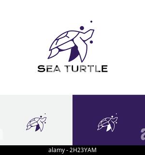 Astratto Sea Turtle Animal Underwater Wildlife Line Logo Illustrazione Vettoriale