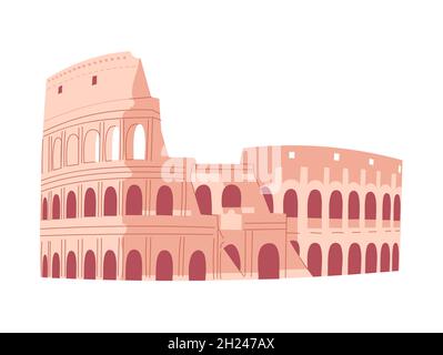 Colosseo a Roma. Giro turistico italiano. Illustrazione vettoriale Illustrazione Vettoriale