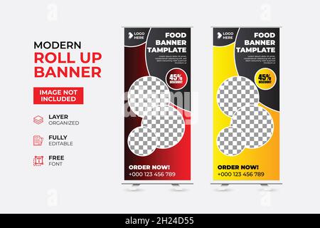 Modern Restaurant fast food roll up banner web Illustrazione Vettoriale