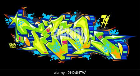 Astratto Urban Graffiti Street Art Word TESL Lettering Vector Illustration Illustrazione Vettoriale