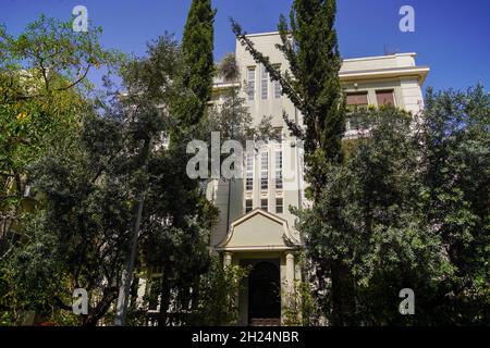 Architettura di stile eclettico a Tel-Aviv, Israel Grouse House a 9 Bialik Street è stato progettato dall'architetto Philip Hutt nel 1928 nell'eclettico Styl Foto Stock