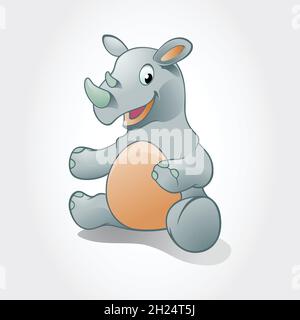 Questo è un personaggio cartoon Rhino baby. Illustrazione vettoriale dell'animale da bambino Rhino. Illustrazione Vettoriale